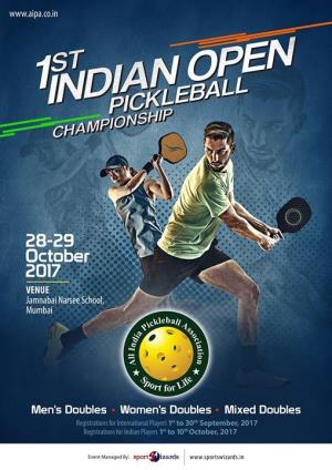 1st Indian Open Pickleball C'ship 2017 Poster